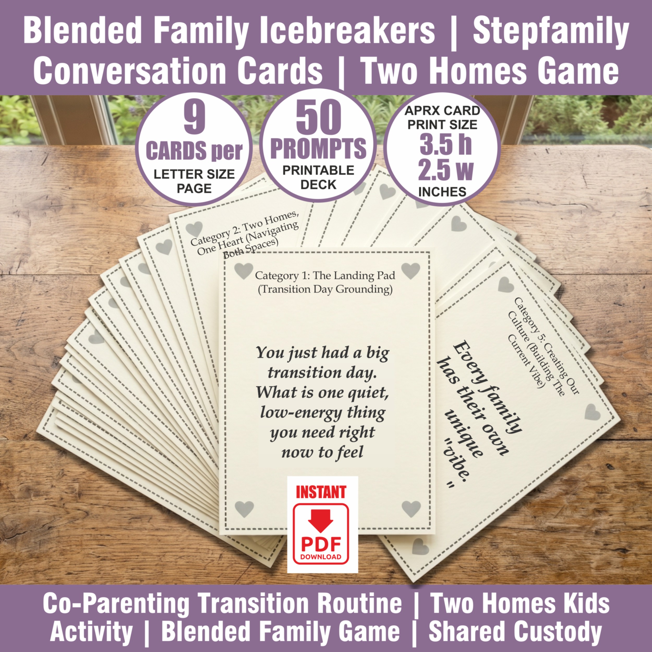 Blended Family Icebreakers | Stepfamily Conversation Cards | Two Homes Game PDF
